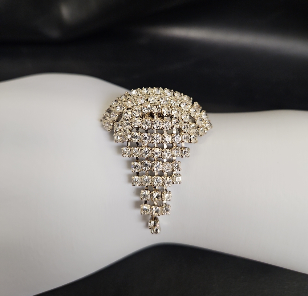 Rhinestone Cascade Statement Dress Clip